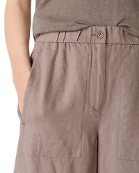 Petites Petite Linen Wide Ankle Pull on Pants