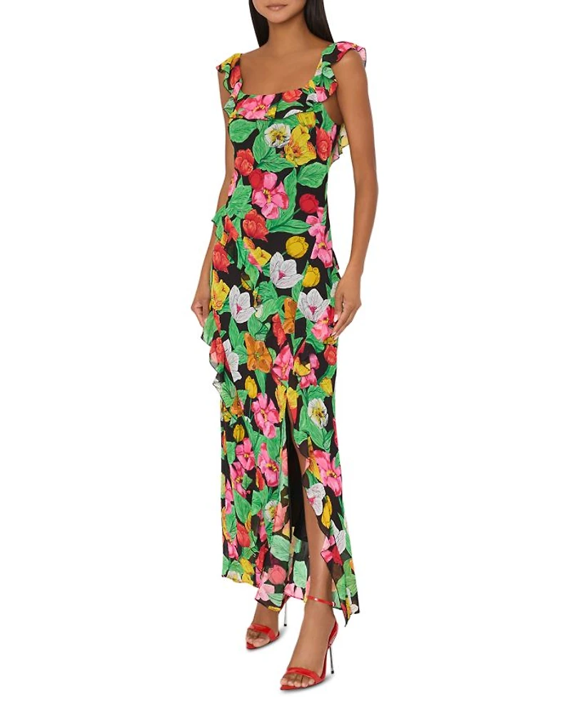 Tulip Rosette Ruffled Maxi Dress
