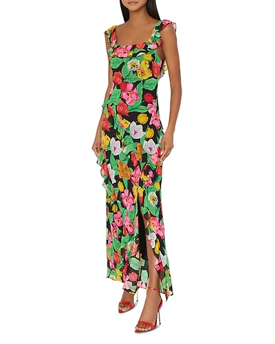 Tulip Rosette Ruffled Maxi Dress