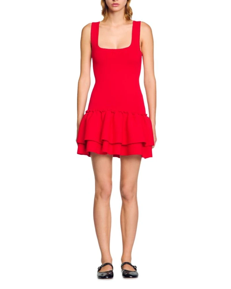 Ruffled Short Knit Dress