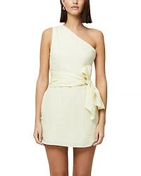 French Connection Birdie One Shoulder Tie Waist Yellow Dress