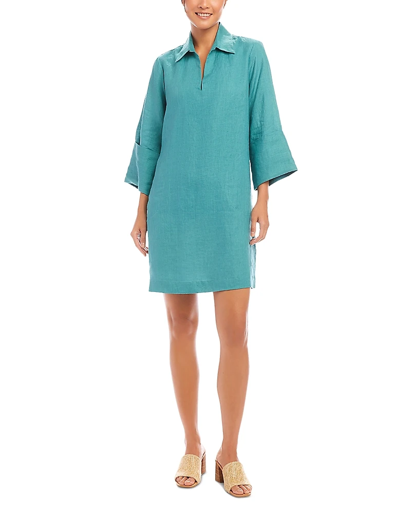 Karen Kane Linen Cuffed Sleeve Dress