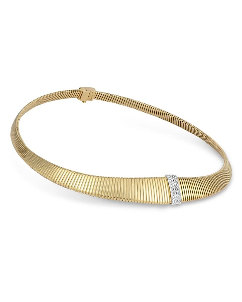 18K Yellow Gold Via Mercanti Tubogas Diamond Pavé Collar Necklace, 17.3"