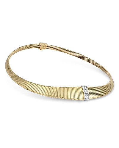 Alberto Milani 18K Yellow Gold Via Mercanti Tubogas Diamond Pave Collar Necklace, 17.3