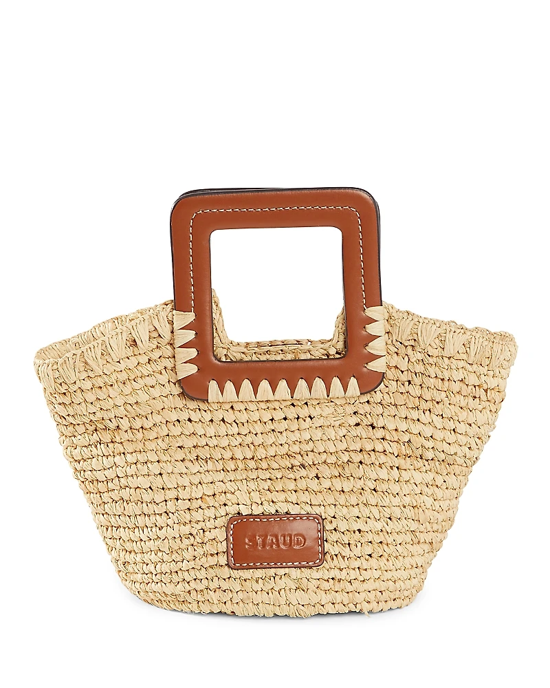 Staud Shirley Raffia Mini Bucket Bag