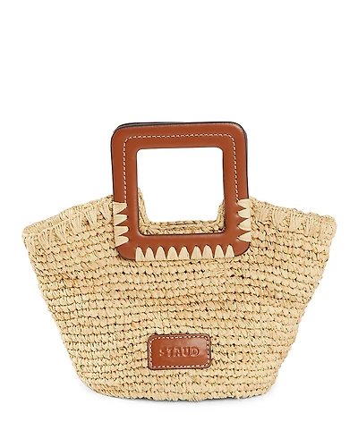 Staud Shirley Raffia Mini Bucket Bag