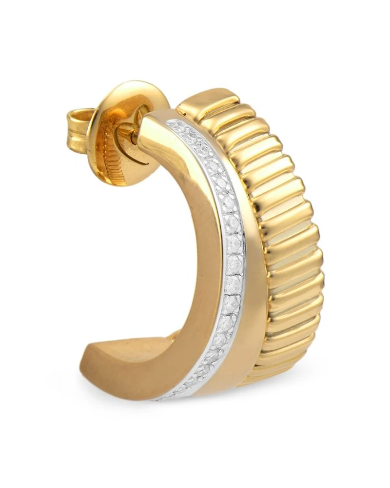 18K Yellow Gold Via Mercanti Diamond Hoop Earrings