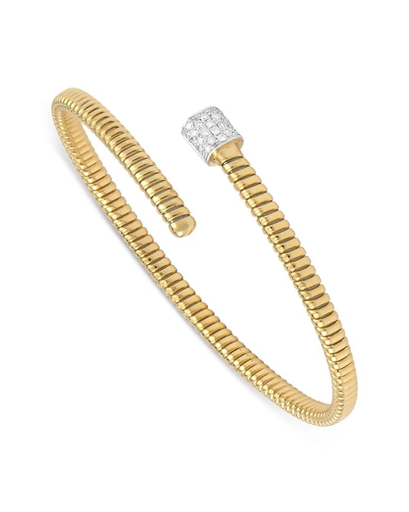 18K Yellow Gold Via Mercanti Tubogas Diamond Pavé Bangle Bracelet