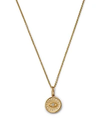 14K Yellow Gold Diamond Marquise Eye Coin Pendant Necklace, 0.013 tcw