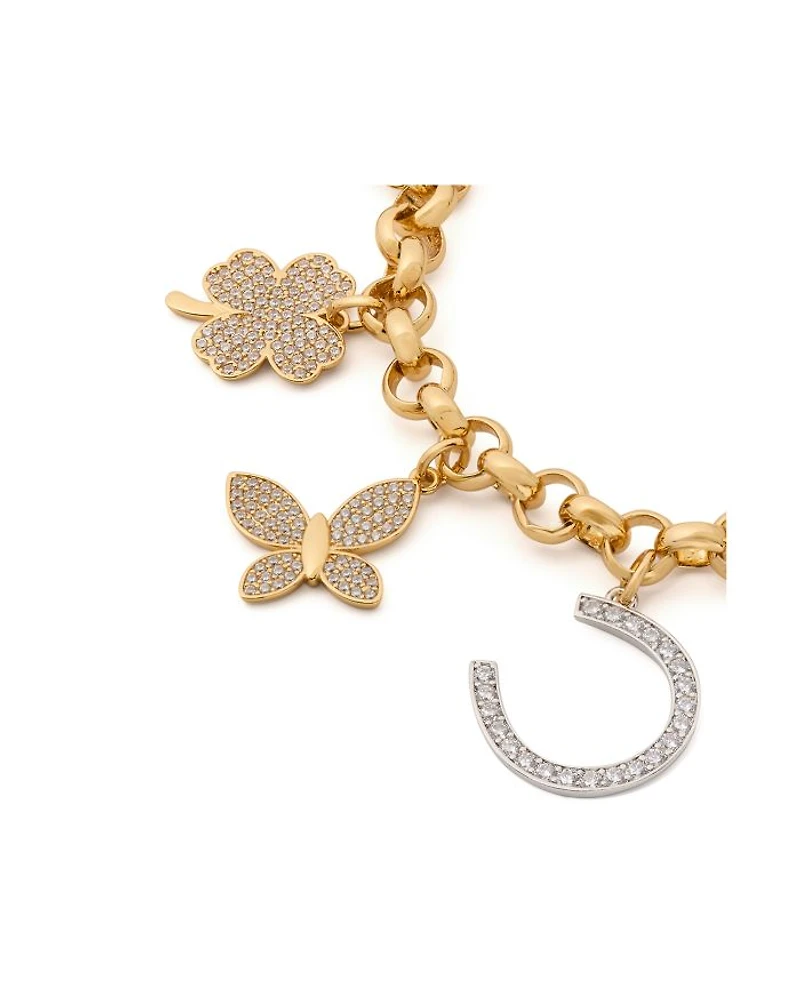 Pavé Lucky Charm Statement Bracelet in Two Tone