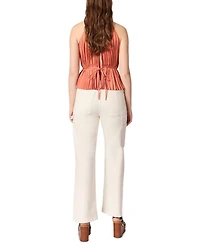 Sleeveless Pleated Tie Back Top