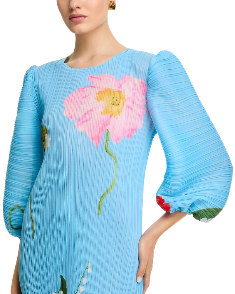 Crinkled Puff Sleeve Dress