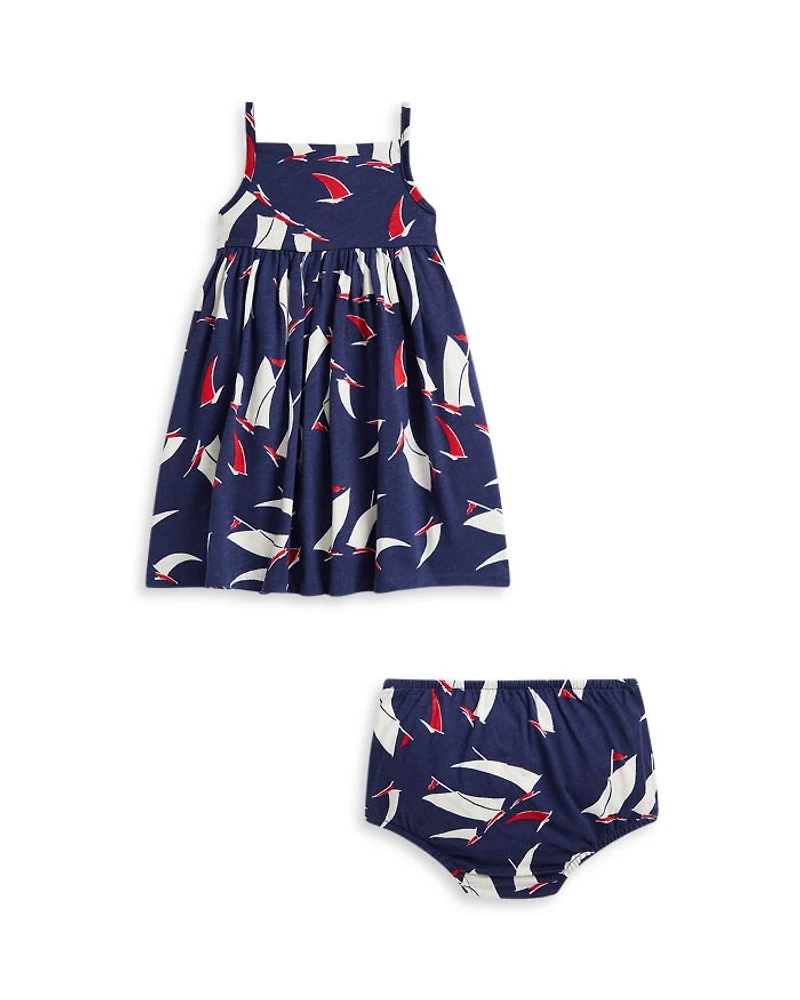 Girls' Sailboat Print Cotton Dress & Bloomer - Baby