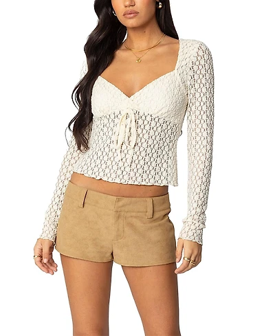 Edikted Laila Textured Lacey Top