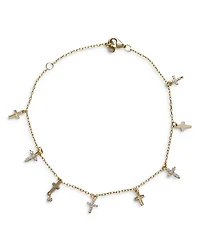 Cubic Zirconia 18K Gold Plated Sterling Silver Cross Dangle Bracelet