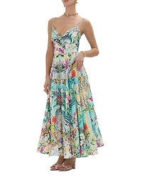 Linen Tie Front Floral Print Dress
