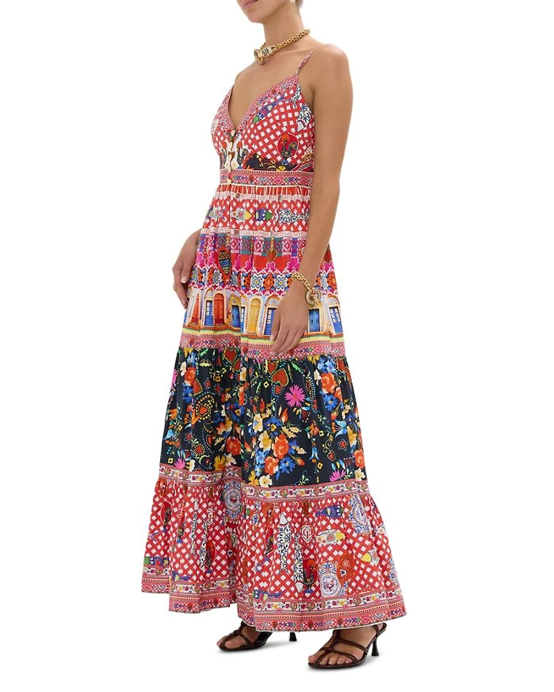 Tiered Mixed Print Dress