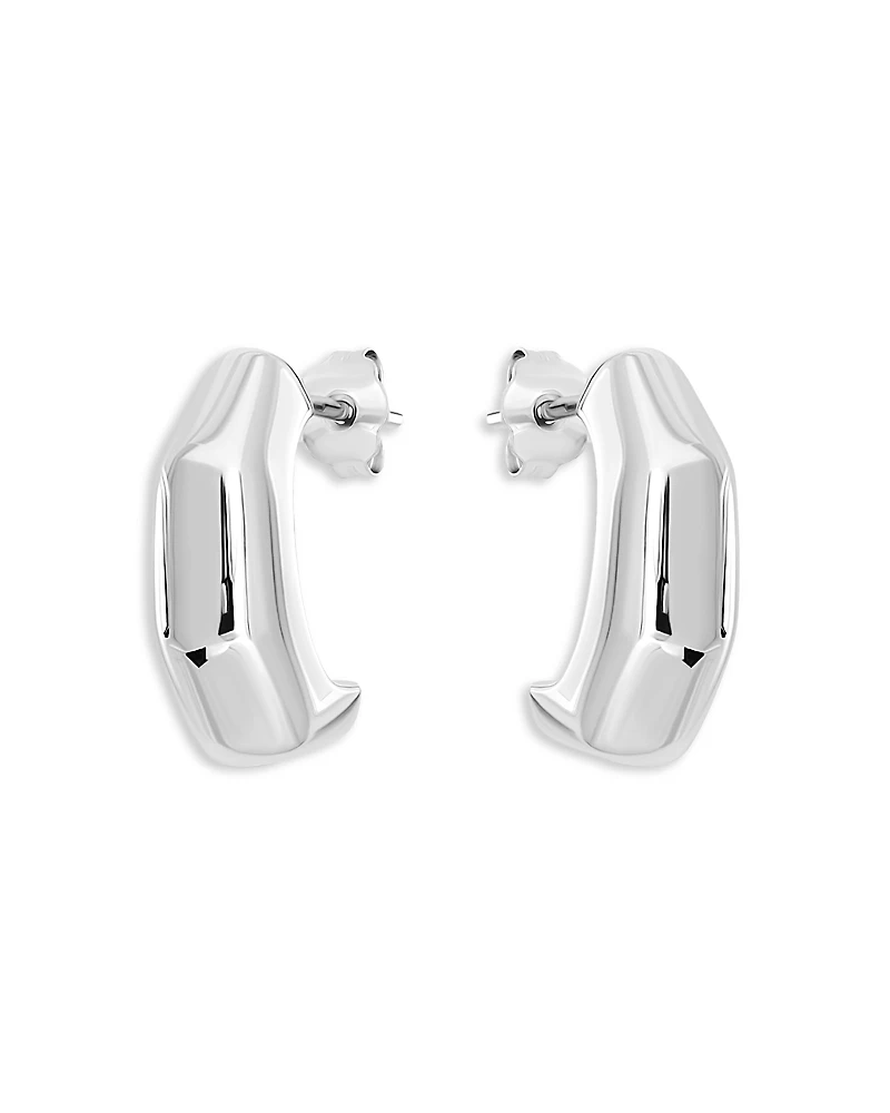 Aqua Angular Half Hoop Earrings