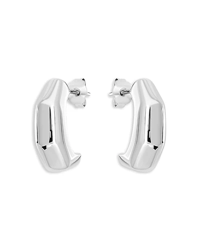 Aqua Angular Half Hoop Earrings