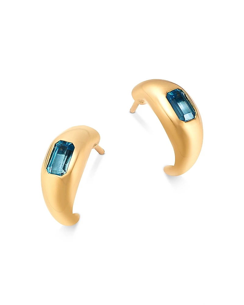 Bloomingdale's Fine Collection Swiss Blue Topaz Bold Gold J-Hoop Earrings
