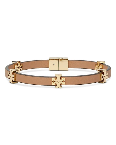 Tory Burch Eleanor Double T Red Faux Leather Flex Bracelet