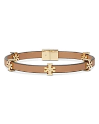 Tory Burch Eleanor Double T Red Faux Leather Flex Bracelet
