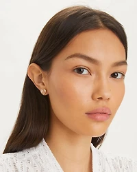 Kira Mother Of Pearl Heart Stud Earrings in Gold Tone