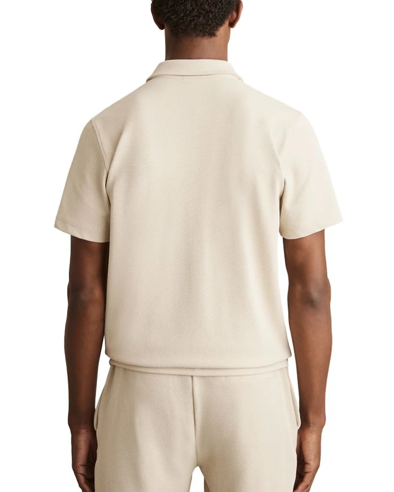 Albany Regular Fit Textured Quarter Zip Polo Shirt