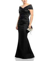 Satin Stretch Off The Shoulder Gown