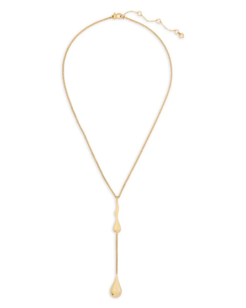 Molten Lariat Necklace in Gold Tone