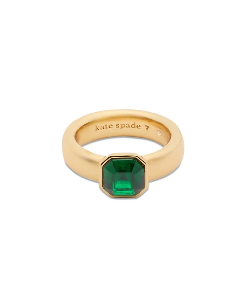 Keep Sparkling Green Cubic Zirconia Ring in Gold Tone