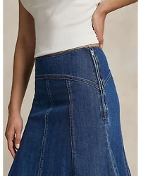 Paneled Denim A Line Skirt