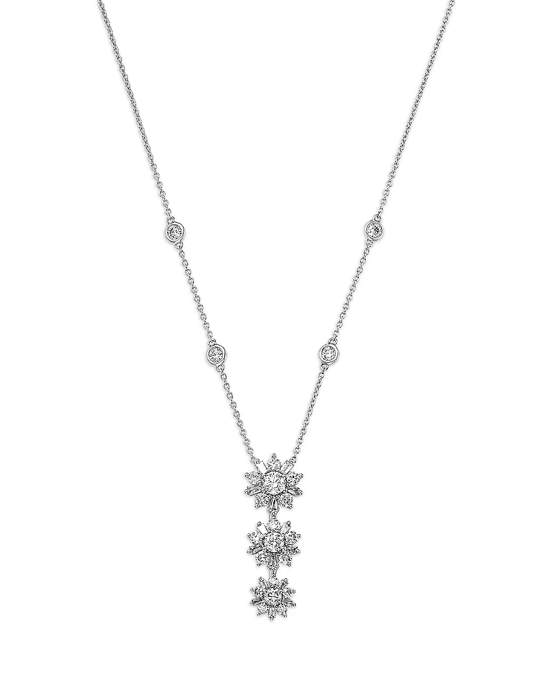 Bloomingdale's Fine Collection Diamond Trio Flower Pendant Necklace
