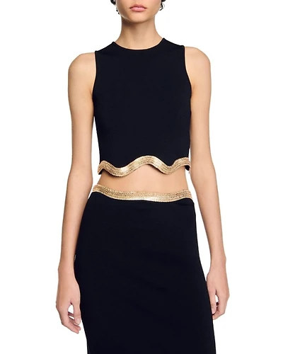 Cropped Jumper with Chain Detail