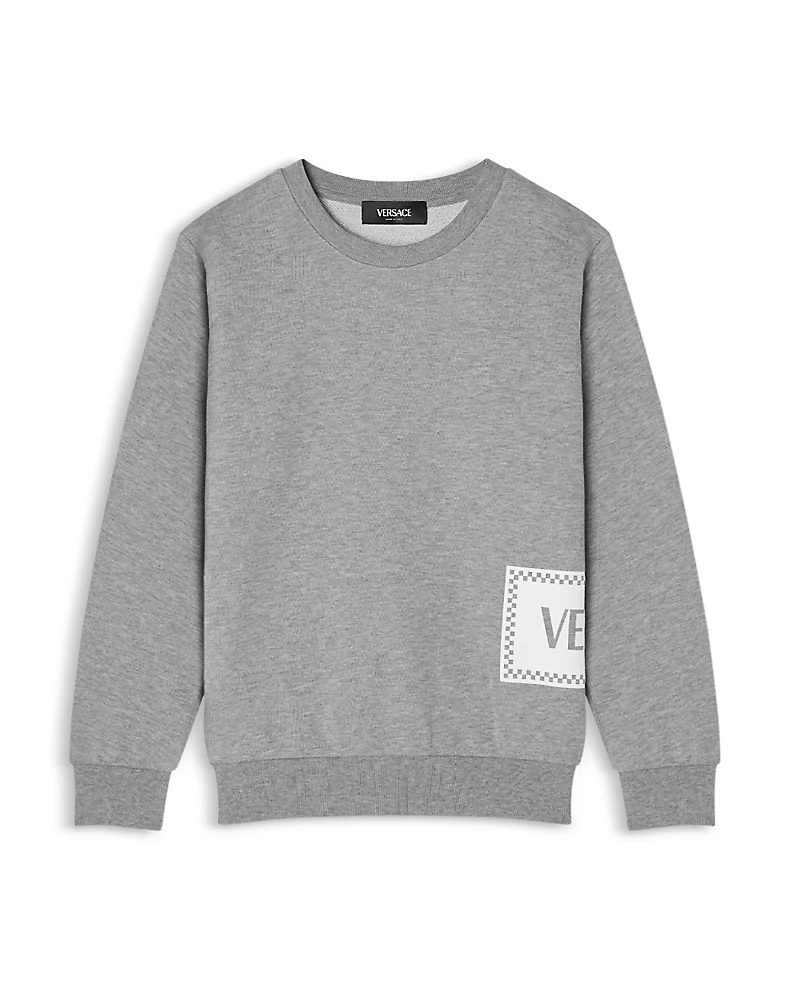 Versace Unisex Melange Fleece '90 Damier Print Sweatshirt - Little Kid, Big Kid