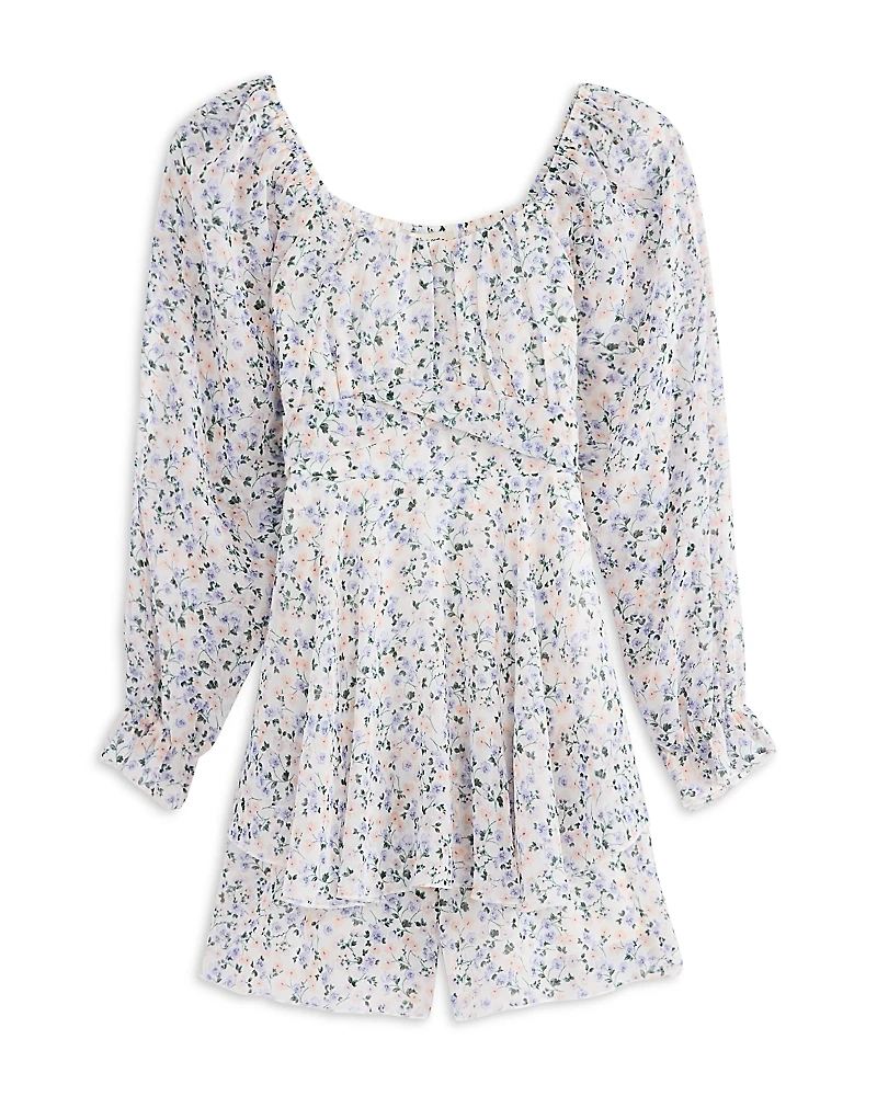 Charmed Hearts Girls' Floral Tiered Romper - Big Kid