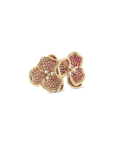 Pavé Double Orchid Ring 18K Gold Plated