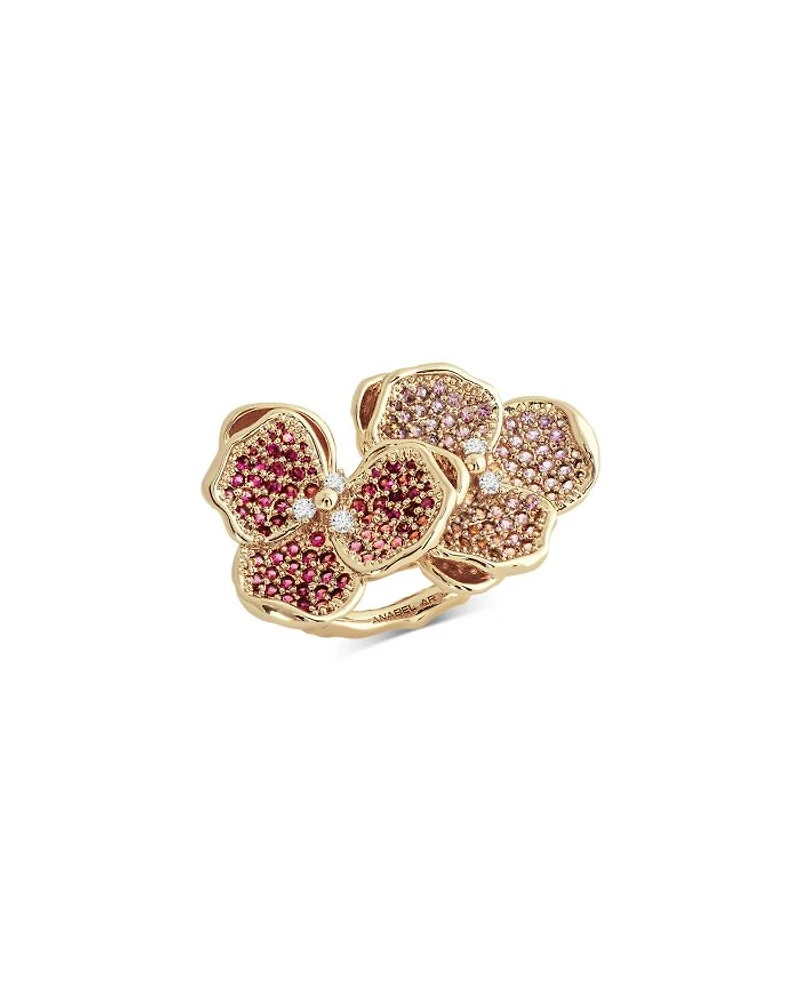 Pavé Double Orchid Ring 18K Gold Plated