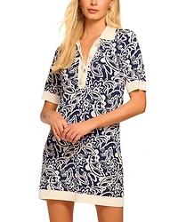 Ramy Brook Erin Knit Printed Collared Mini Dress