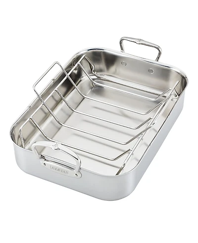 Provisions 14.5-Inch Clad Stainless Steel Roaster with Rack, Small