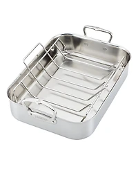 Provisions 14.5-Inch Clad Stainless Steel Roaster with Rack, Small