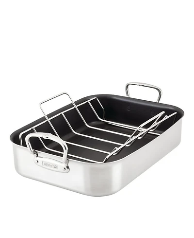 Provisions 14.5-Inch Clad Stainless Steel Nonstick Roaster with Rack, Small