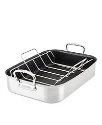 Provisions 14.5-Inch Clad Stainless Steel Nonstick Roaster with Rack, Small