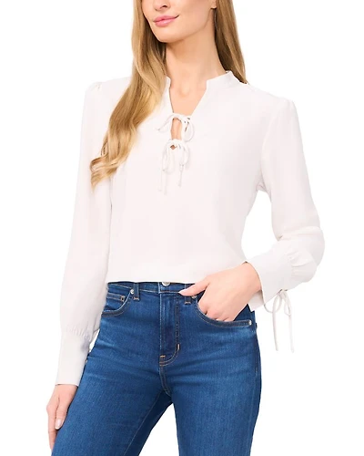 Tie Neck Long Sleeve Blouse