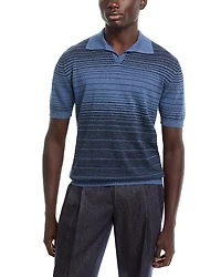 Maurizio Baldassari Striped Johnny Collar Knit Polo