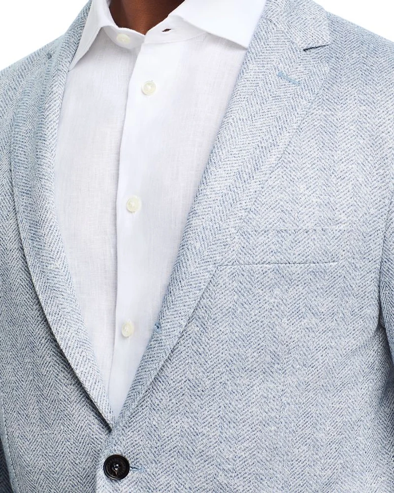 Linen, Silk, & Cotton Herringbone Jersey Soft Jacket