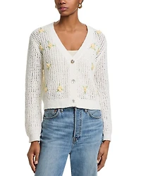 Open Stitch Crochet Rosette Cardigan Sweater - Exclusive