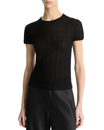 Waffle Knit Short Sleeve Sweater