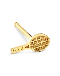 14K Yellow Gold Itty Bitty Symbols Tennis Racket Single Stud Earring