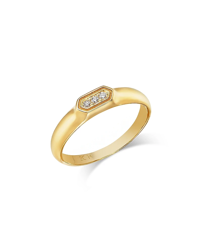 Zoe Chicco 14K Yellow Gold Diamond Signet Ring